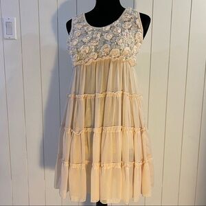 Floral Tiered Cream Dress
